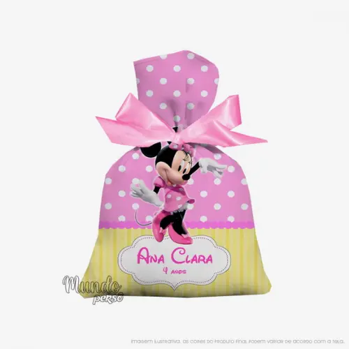 Saquinho Minnie Rosa 15cm x 20cm