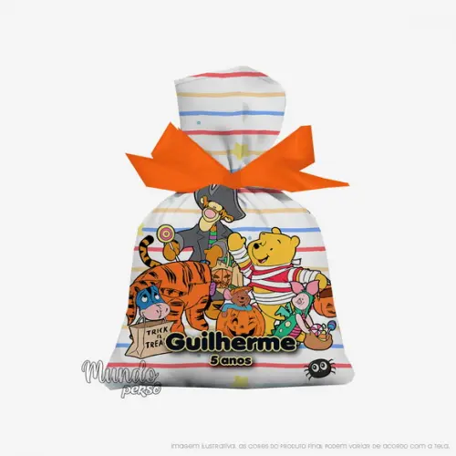 Saquinho Ursinho Pooh Halloween 15cm x 20cm