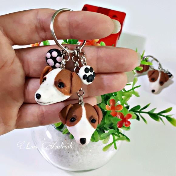 Chaveiro personalizado cachorro em biscuit