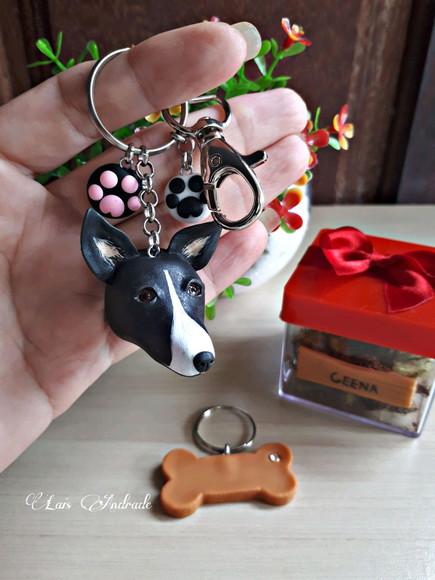 Chaveiro cachorro Personalizado em biscuit | Yorksire