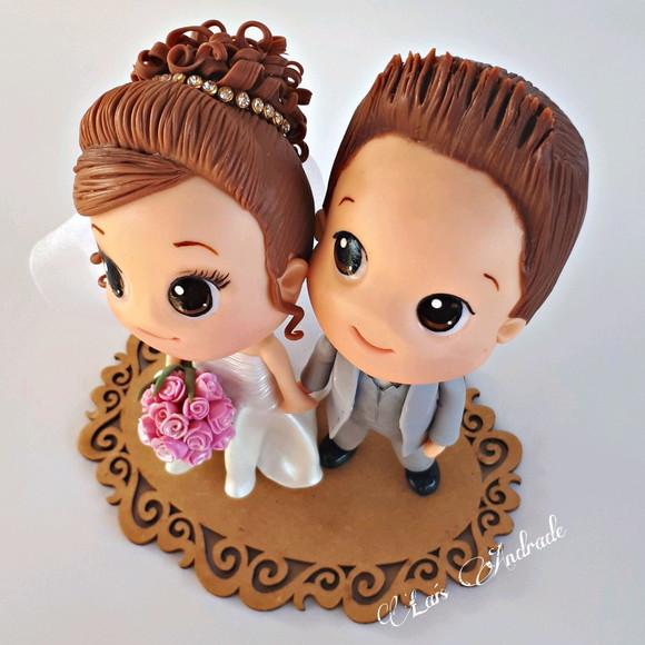 Noivinhos Modelo Chibi Feito em Biscuit