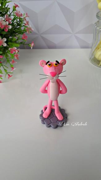Pantera Cor de Rosa em biscuit