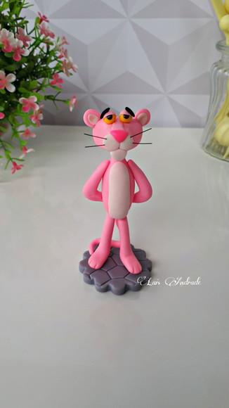 Pantera Cor de Rosa em biscuit