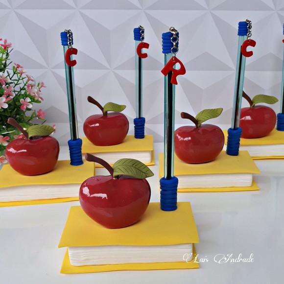 Porta Caneta Dia dos Professores em biscuit / Caneta decorada