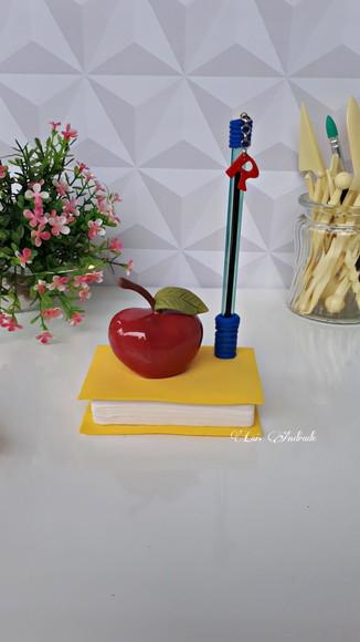 Porta Caneta Dia dos Professores em biscuit / Caneta decorada