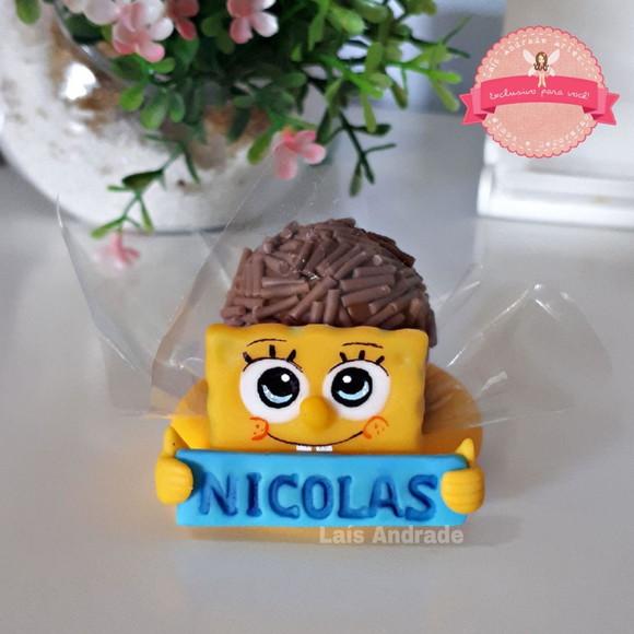 Porta Docinho Bob Esponja feito em biscuit