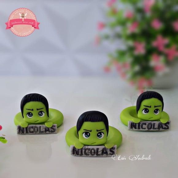 Porta Docinho Personalizado Hulk em biscuit