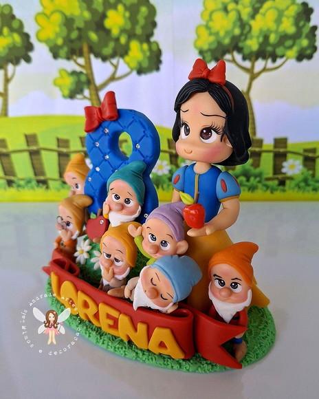 Topo de Bolo Cenário Branca de Neve com Nome