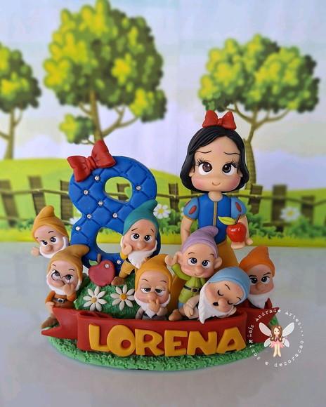 Topo de Bolo Cenário Branca de Neve com Nome