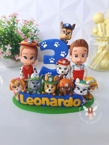 Topo de Bolo Cenário Patrulha Canina feito em biscuit