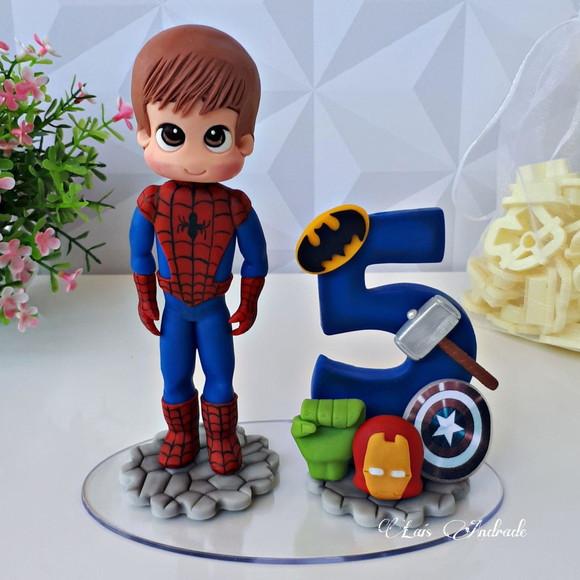 Topo de Bolo Homem Aranha Personalizado