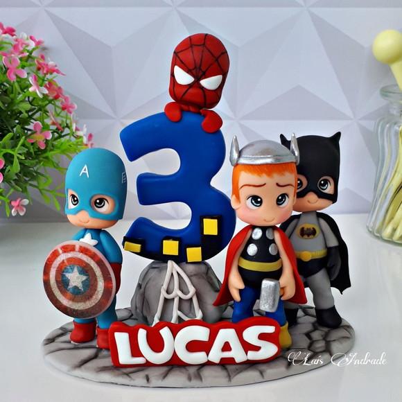 Topo de Bolo Super-heróis Personalizado