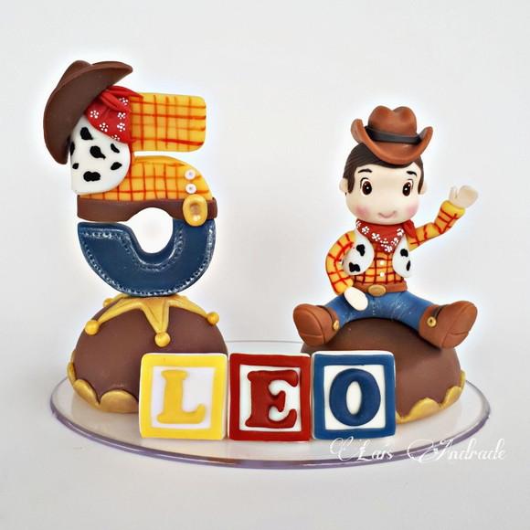 Topo de bolo Toy Story | Xerife Woody com nome