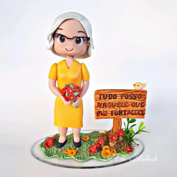 Topo de bolo vovó personalizada em biscuit