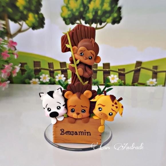 Vela Safari personalizada feita em biscuit