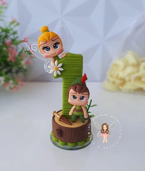 Vela Sininho e Peter Pan Feita em Biscuit