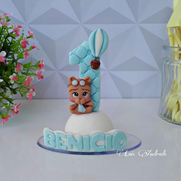Vela Urso Baloeiro personalizada em biscuit