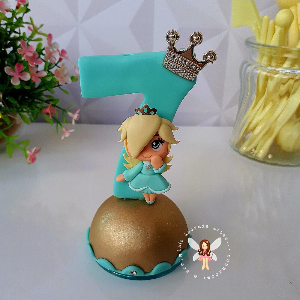 Vela Princesa Rosalina Super Mario Galaxy Personalizada em Biscui