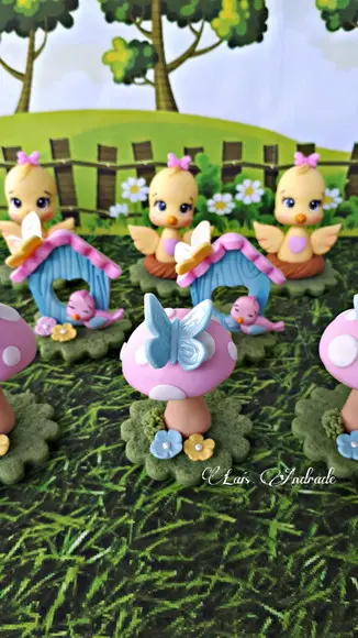 Aplique Jardim encantado em biscuit - Cogumelo