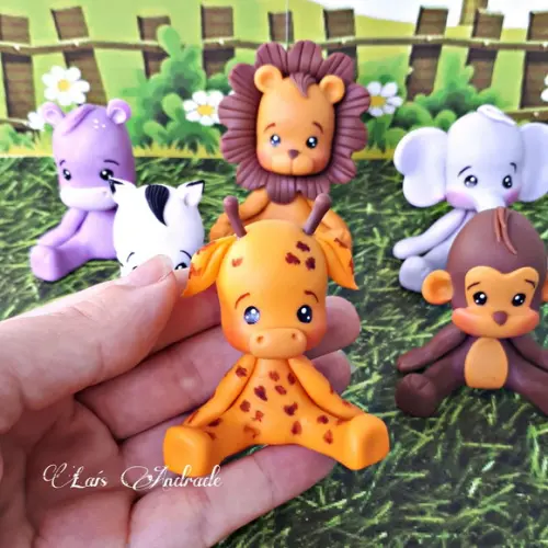 Apliques Bichinhos do Safari em Biscuit