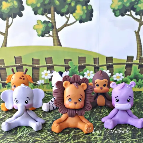 Apliques Bichinhos do Safari em Biscuit