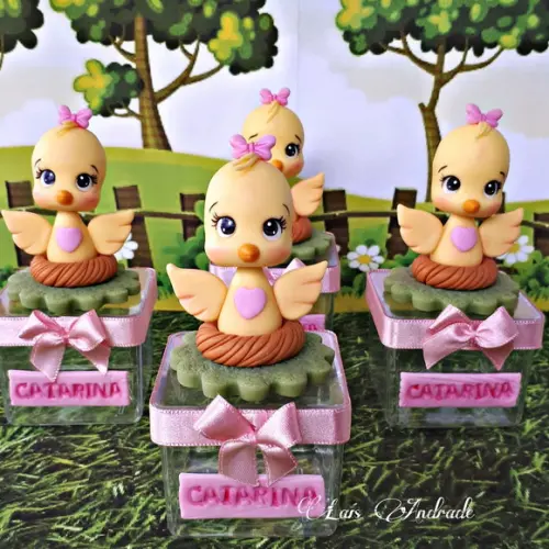 Caixinha personalizada Jardim encantado em biscuit | Passarinho