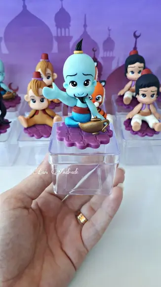 Caixinha Princesa Jasmine , Aladdin, Abu e Gênio da lâmpada