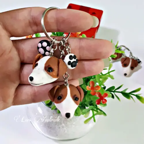 Chaveiro personalizado cachorro em biscuit