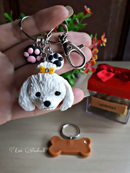 Chaveiro cachorro Personalizado em biscuit | Yorksire