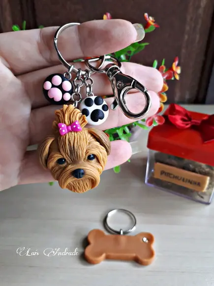 Chaveiro cachorro Personalizado em biscuit | Yorksire