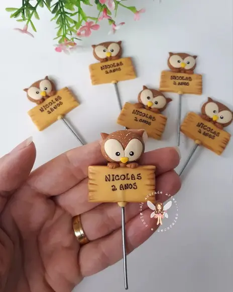 Enfeite de Chimarrão em biscuit tema bosque