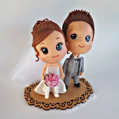 Noivinhos Modelo Chibi Feito em Biscuit