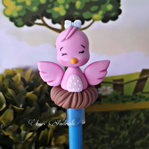 Ponteira de Lápis Jardim Encantado em biscuit
