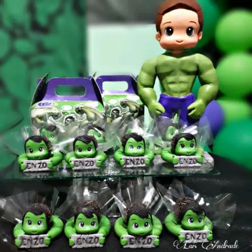 Porta Docinho Personalizado Hulk em biscuit