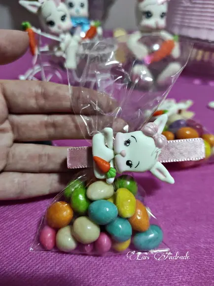Porta Recado de Geladeira Coelhinho em biscuit
