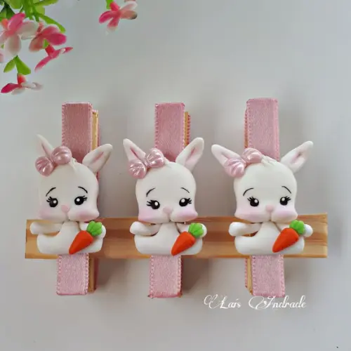 Porta Recado de Geladeira Coelhinho em biscuit