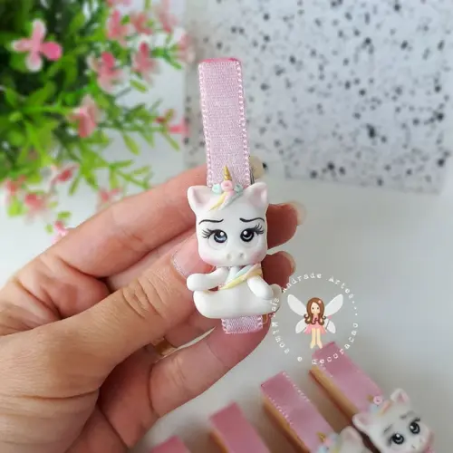 Porta Recado de Geladeira Unicórnio em biscuit