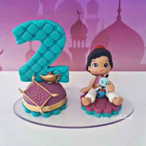 Topo de bolo Aladdin e Gênio da lâmpada