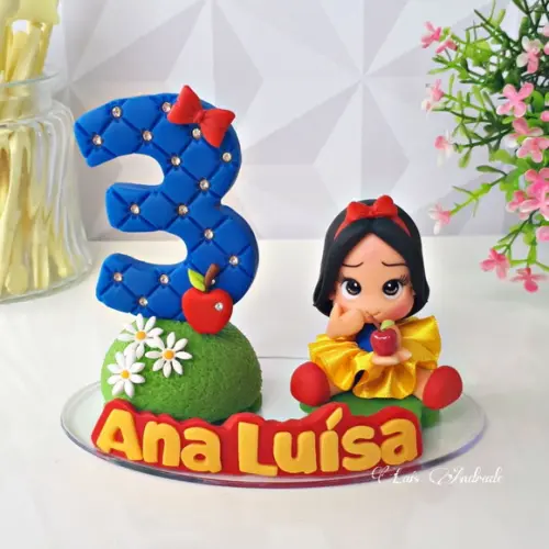 Topo de Bolo Branca de Neve personalizado com nome