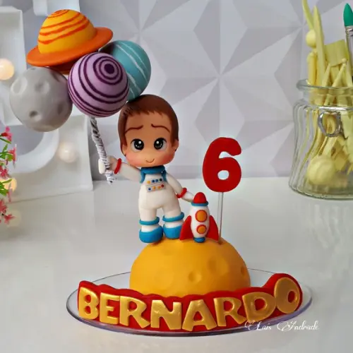 Topo de Bolo Astronauta Personalizado
