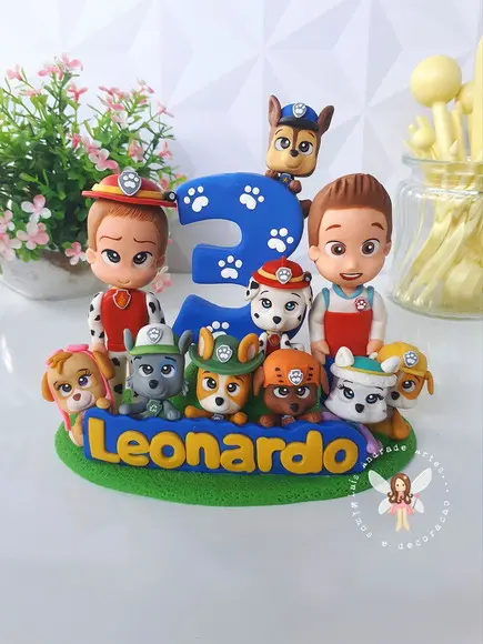 Topo de Bolo Cenário Patrulha Canina feito em biscuit