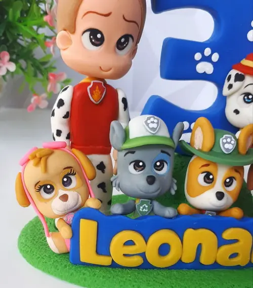 Topo de Bolo Cenário Patrulha Canina feito em biscuit