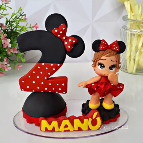 Topo de Bolo Minnie Personalizada