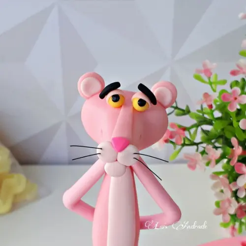 Topo de Bolo Pantera Cor de Rosa