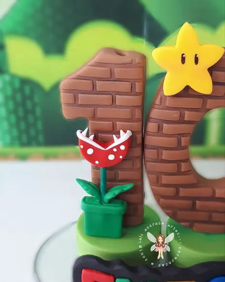Topo de Bolo Personalizado Super Mario