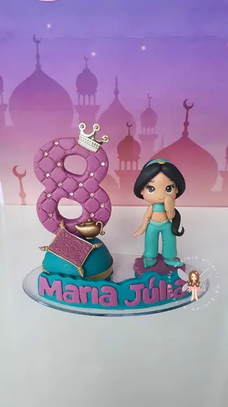 Topo de Bolo Princesa Jasmine Biscuit | Nome Composto
