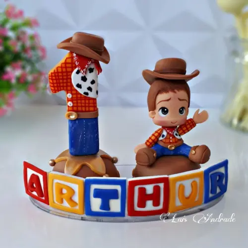 Topo de bolo Toy Story | Xerife Woody com nome