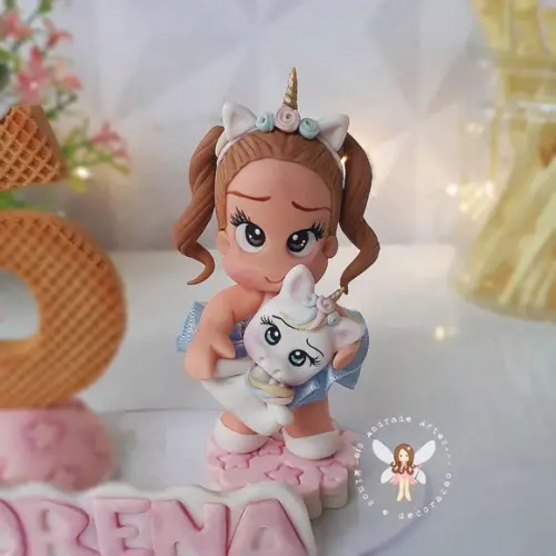 Topo de Bolo Unicórnio personalizado