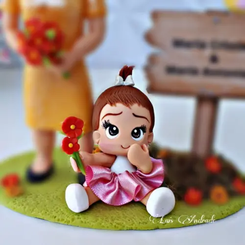 Topo de bolo vovó personalizada em biscuit