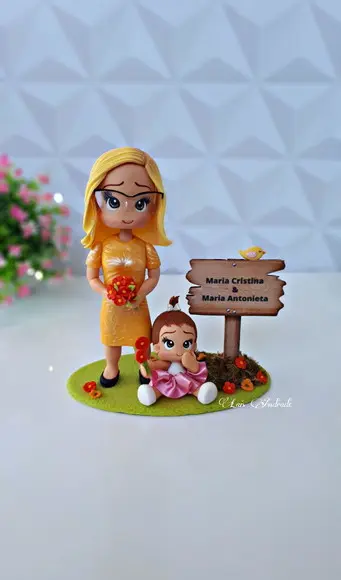 Topo de bolo vovó personalizada em biscuit